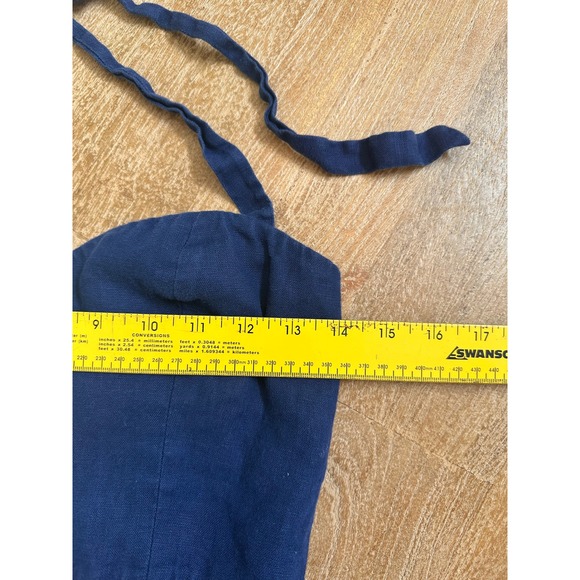 Reformation Navy Linen Smocked Halter Crop Top Size 6 - Picture 5 of 8
